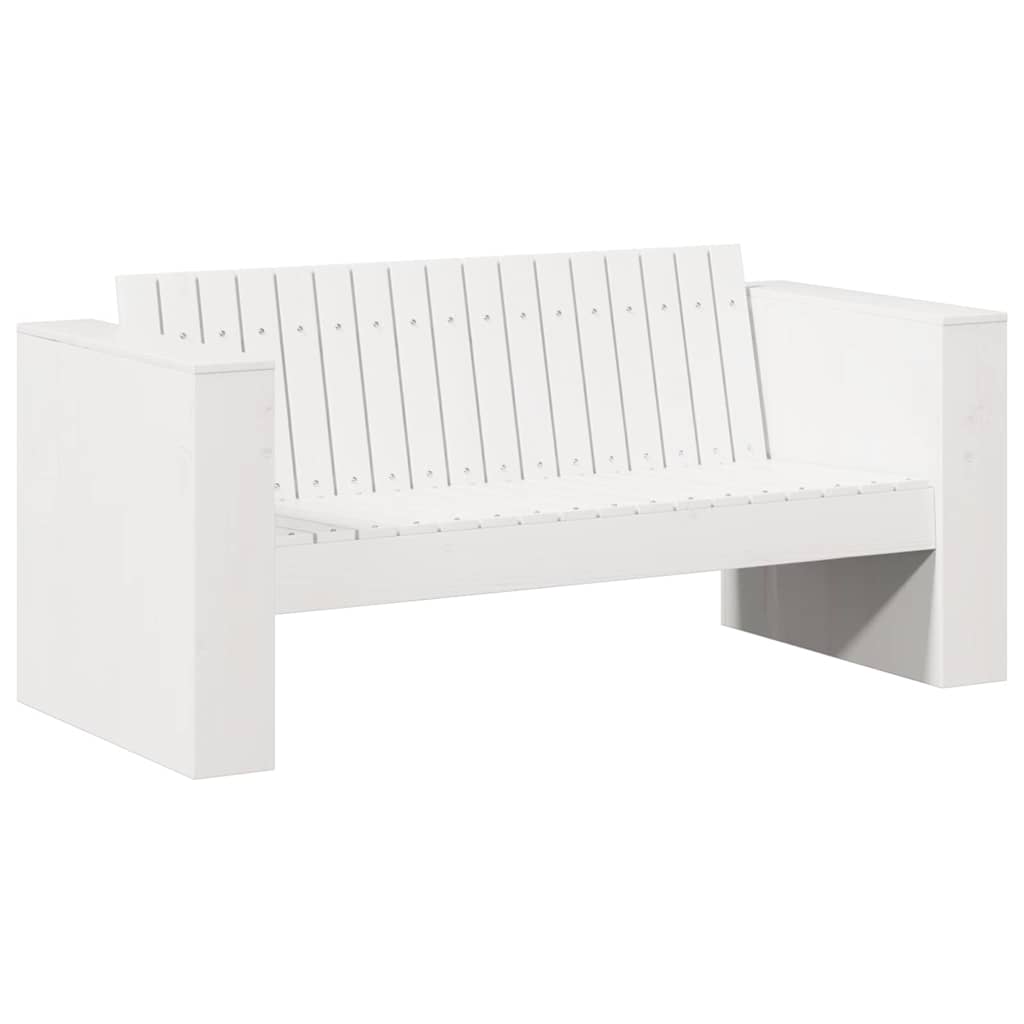 Gartensofa Weiß 134 x 60 x 62 cm Massivholz Kiefer