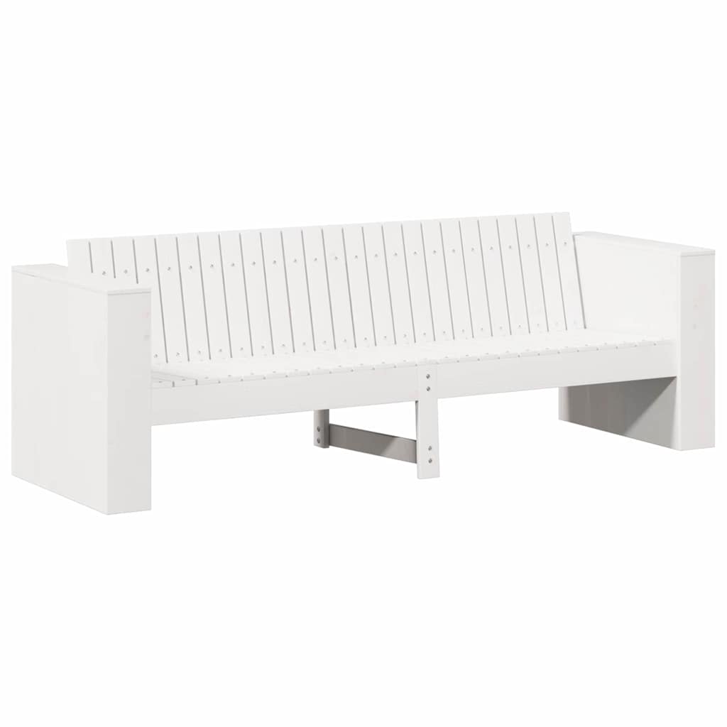 Gartensofa Weiß 185.5 x 60 x 62 cm Massivholz Kiefer