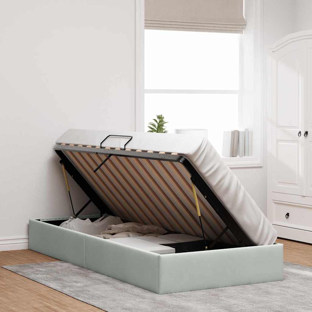 Aufbewahrungsbett Hellgrau 100 x 203 cm Samt