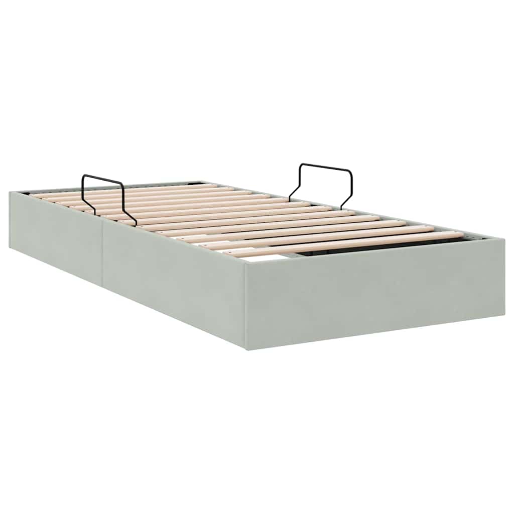 Aufbewahrungsbett Hellgrau 100 x 203 cm Samt