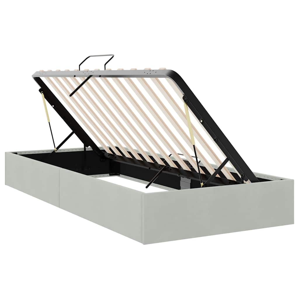 Aufbewahrungsbett Hellgrau 100 x 203 cm Samt