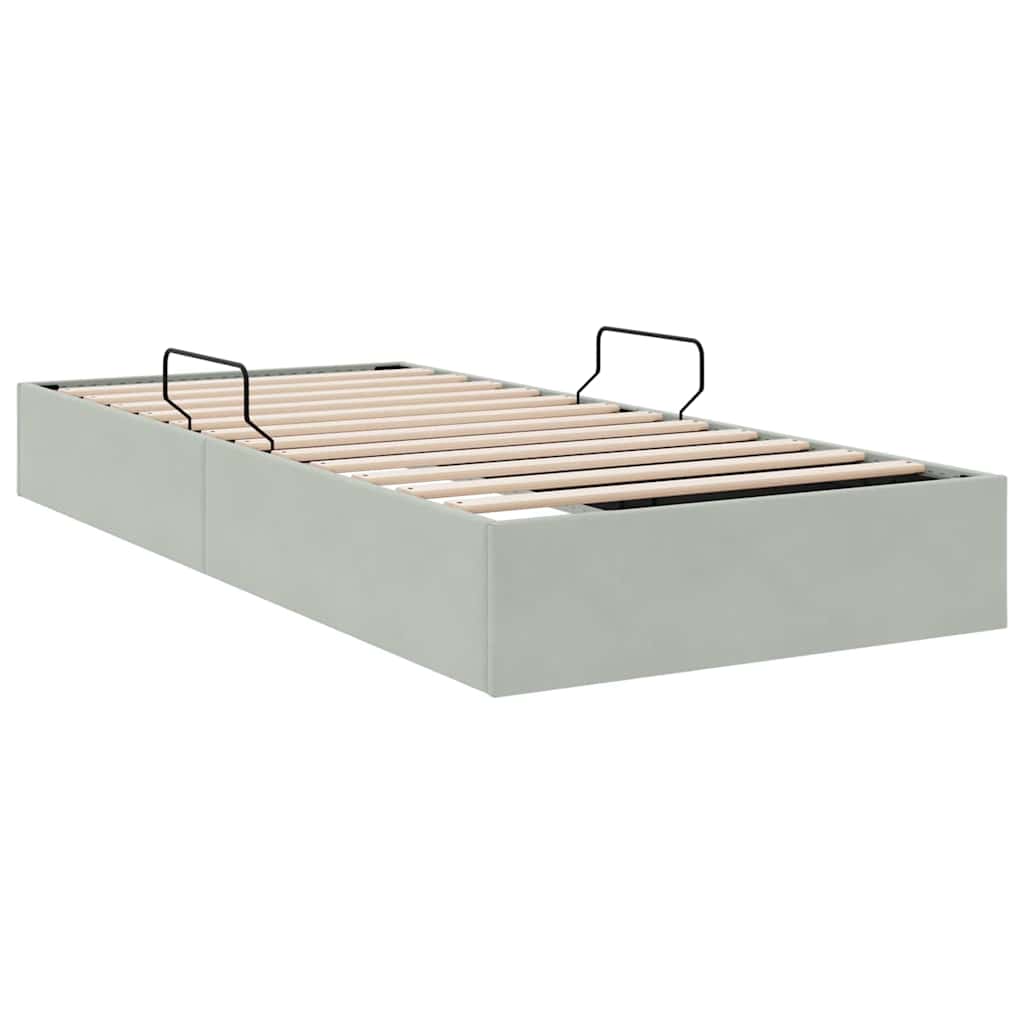 Aufbewahrungsbett Hellgrau 100 x 203 cm Samt
