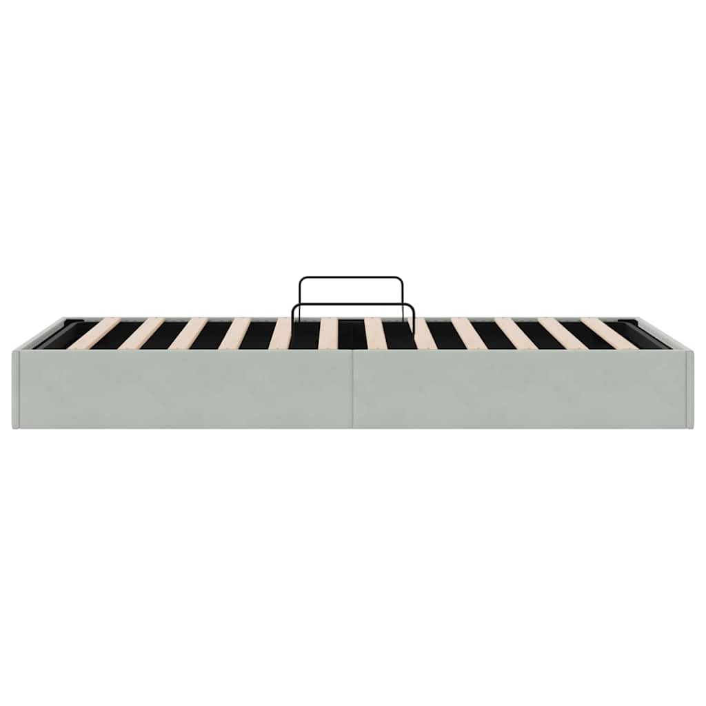 Aufbewahrungsbett mit Matratze Hellgrau 100 x 203 cm Samt