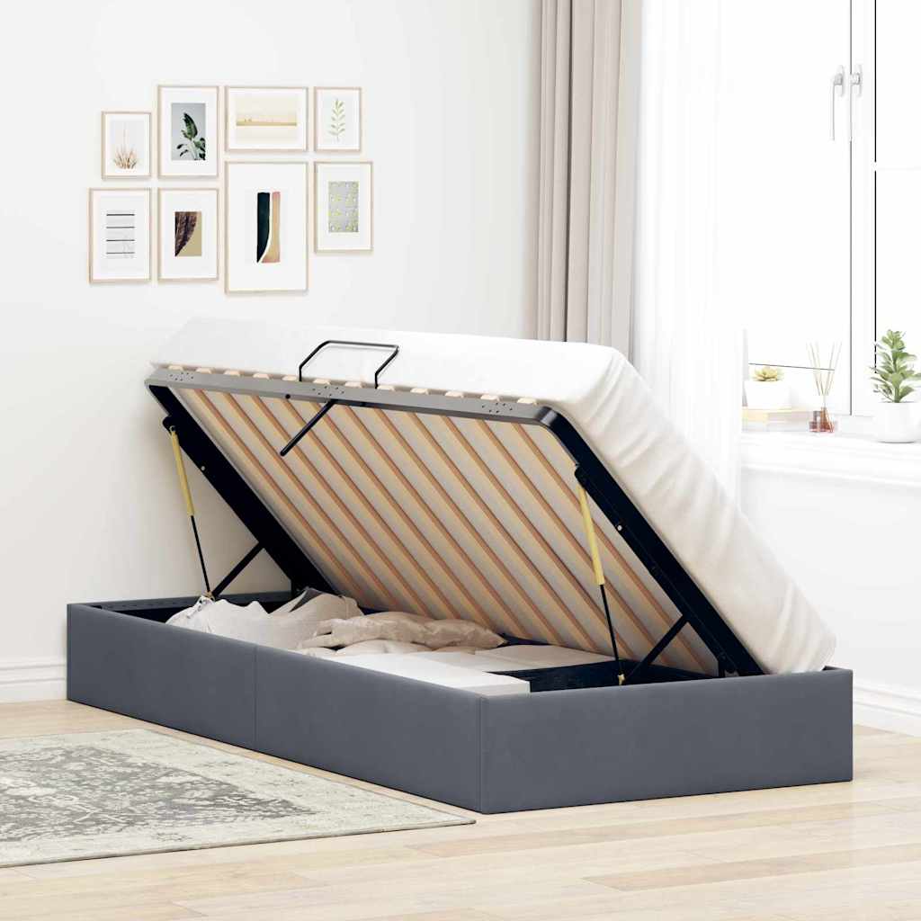 Aufbewahrungsbett Dunkelgrau 100 x 203 cm Samt