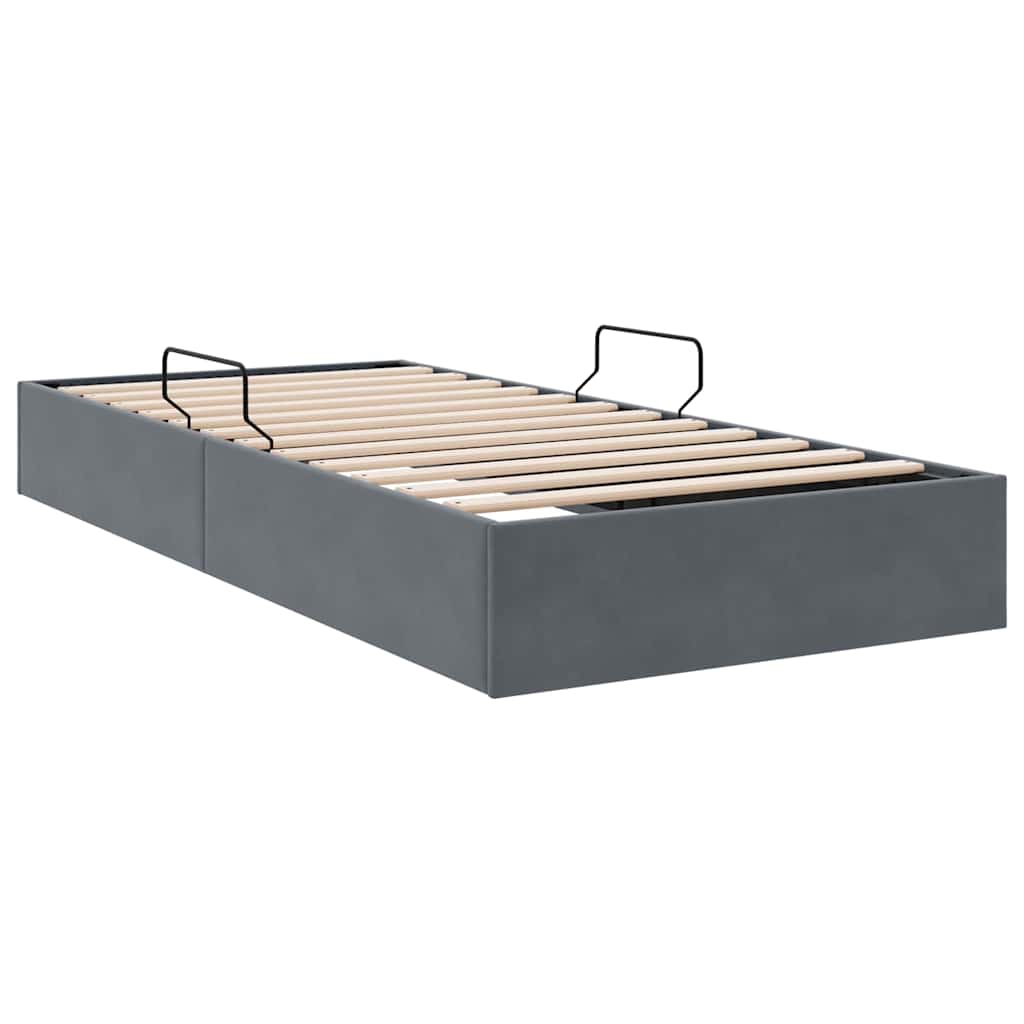 Aufbewahrungsbett mit Matratze Dunkelgrau 100 x 203 cm Samt