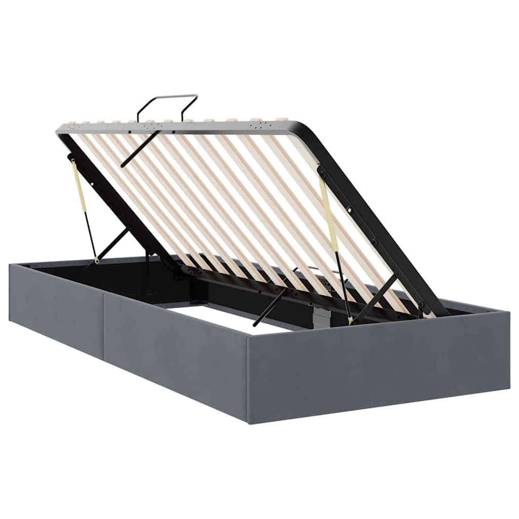 Aufbewahrungsbett Dunkelgrau 100 x 203 cm Samt