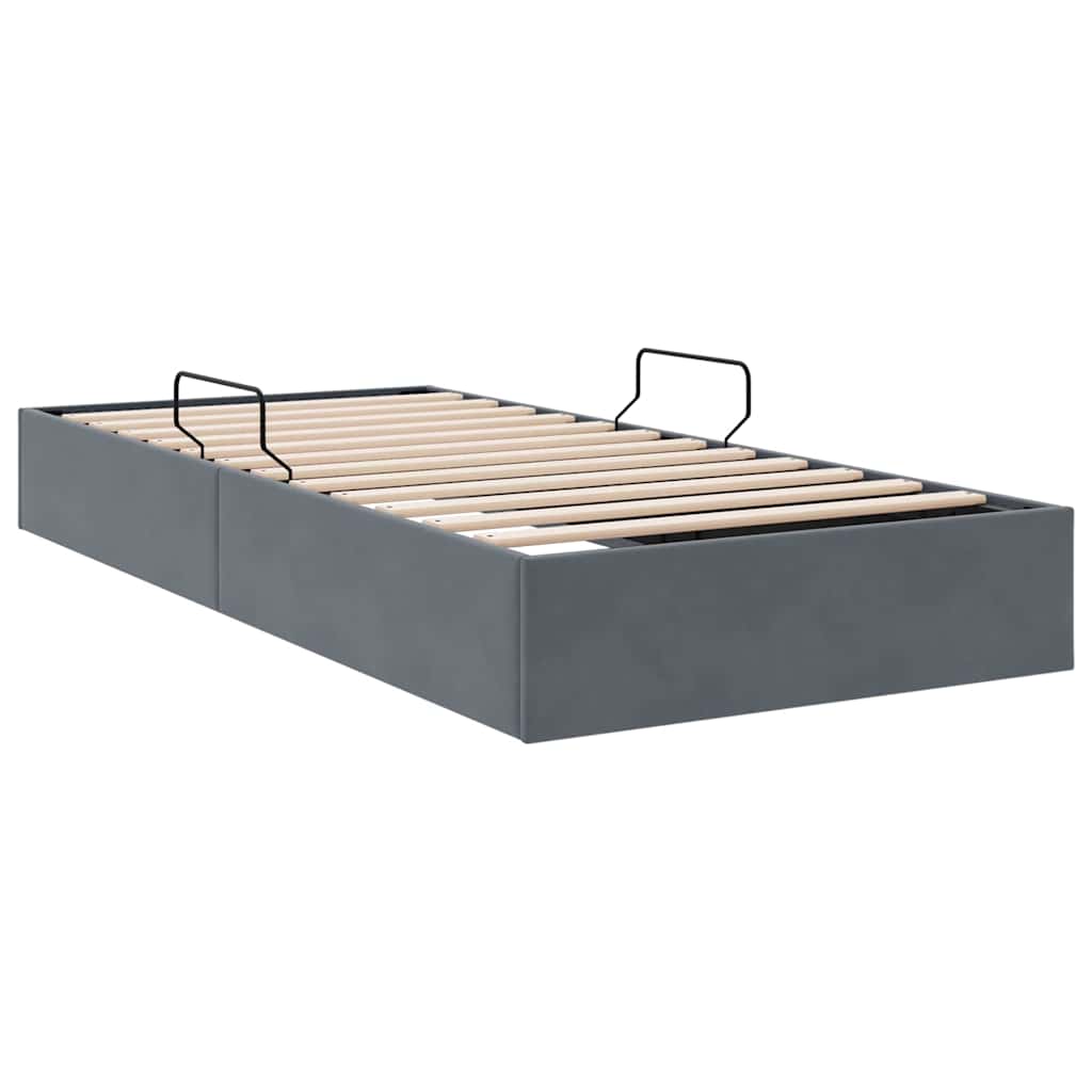 Aufbewahrungsbett mit Matratze Dunkelgrau 100 x 203 cm Samt