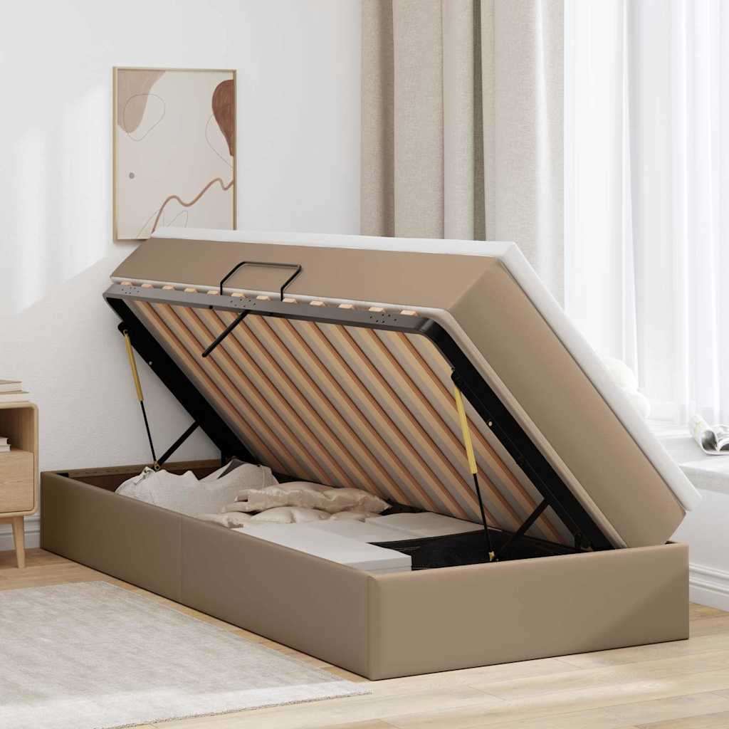 Aufbewahrungsbett mit Matratze Cappuccino 90 x 200 cm