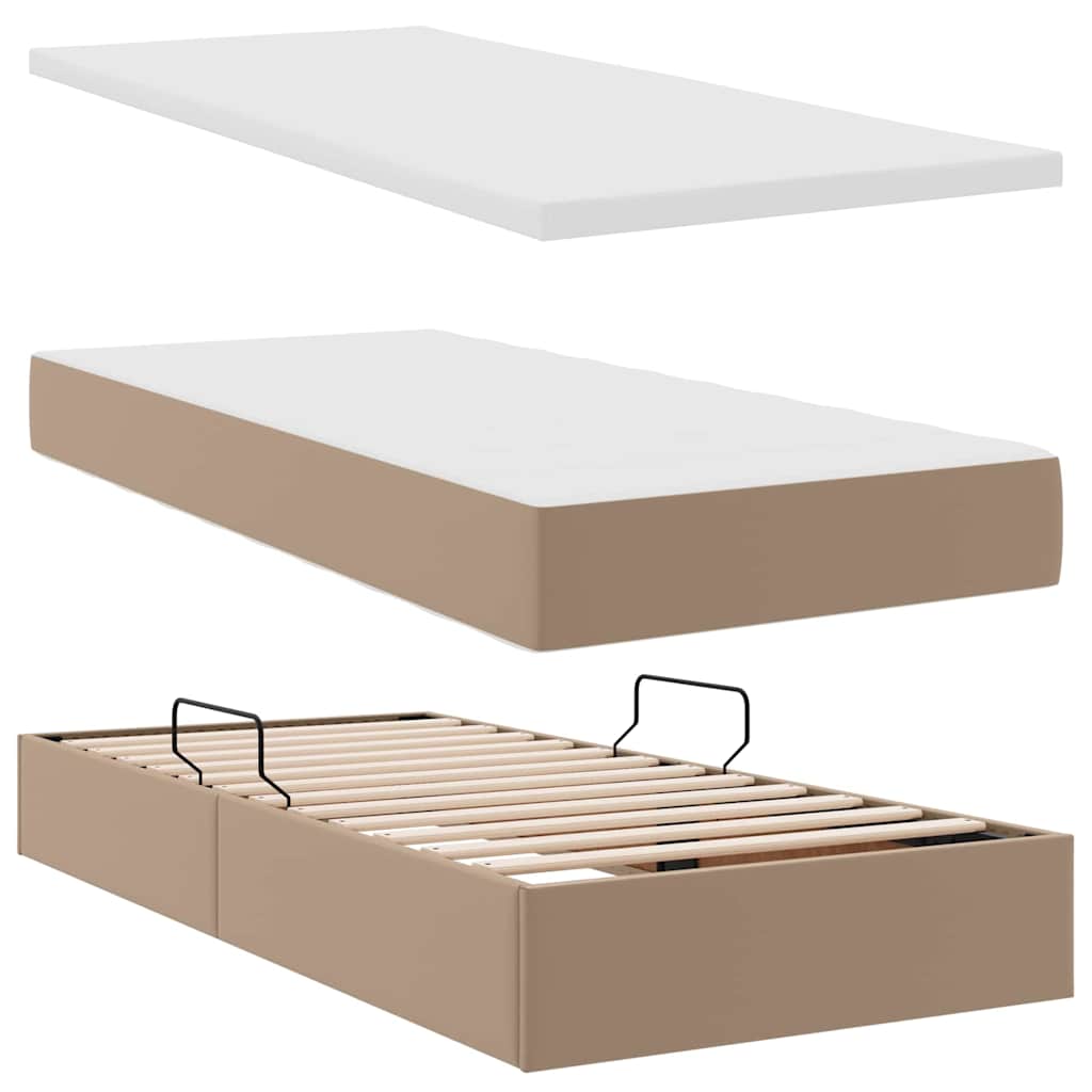 Aufbewahrungsbett mit Matratze Cappuccino 90 x 200 cm