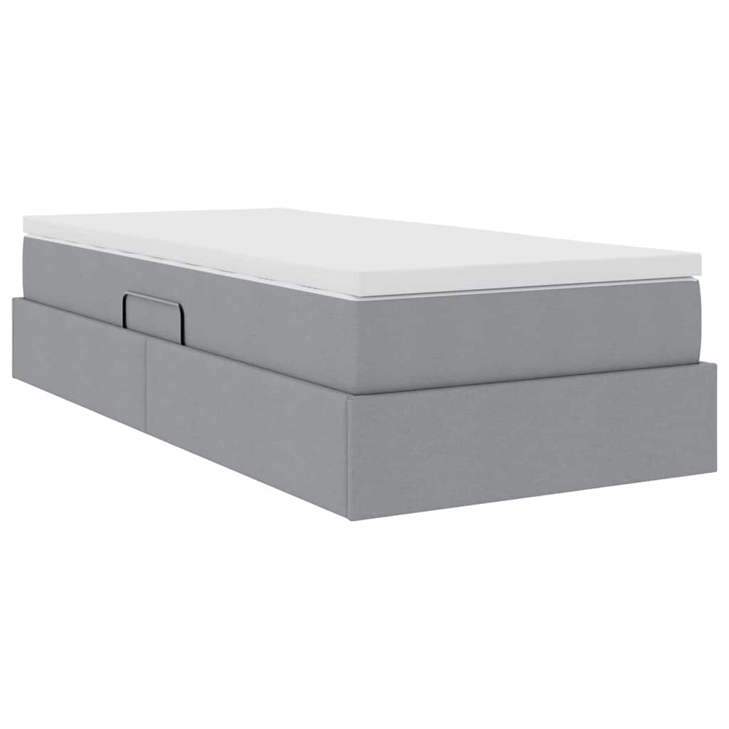 Aufbewahrungsbett mit Matratze Hellgrau 90 x 190 cm Polyester