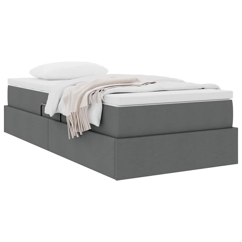 Aufbewahrungsbett mit Matratze Dunkelgrau 90 x 200 cm Polyester
