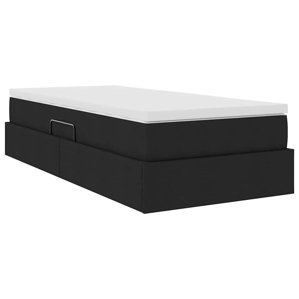 Aufbewahrungsbett mit Matratze Schwarz 90 x 200 cm Polyester