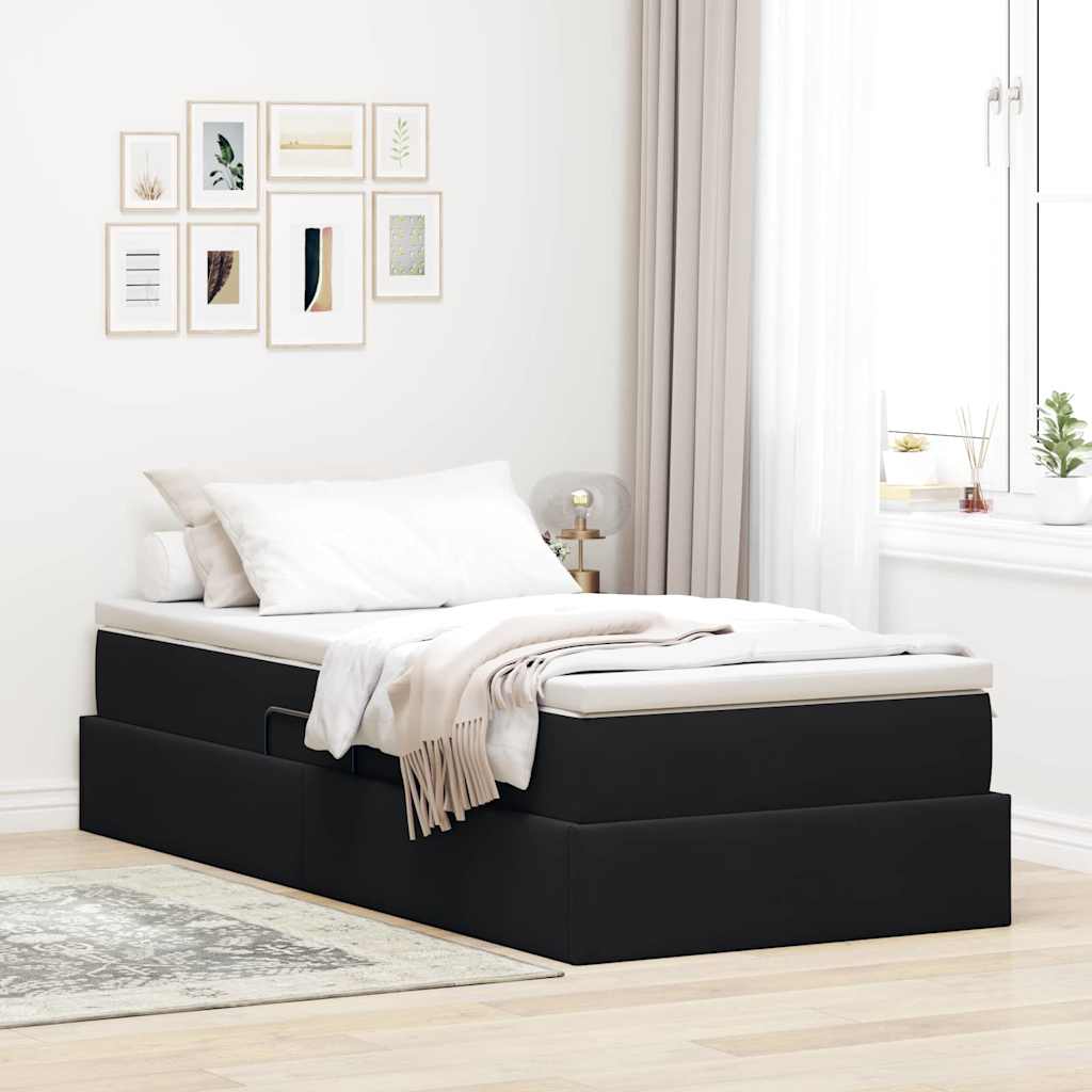Aufbewahrungsbett mit Matratze Schwarz 100 x 200 cm Samt