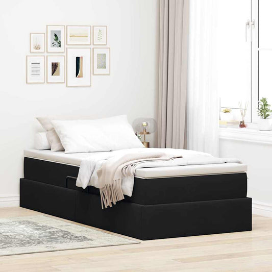 Aufbewahrungsbett mit Matratze Schwarz 100 x 200 cm Samt