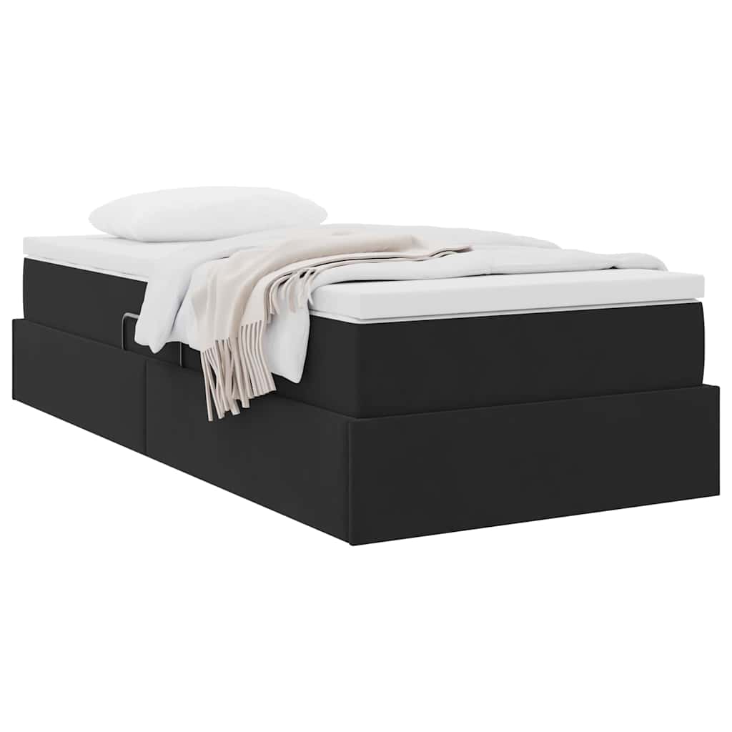 Aufbewahrungsbett mit Matratze Schwarz 100 x 200 cm Samt