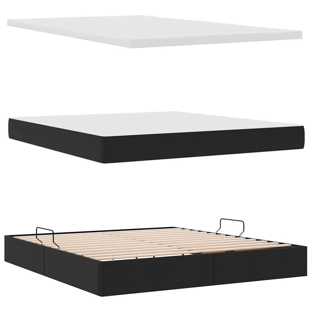 Aufbewahrungsbett mit Matratze Schwarz 160 x 200 cm Samt