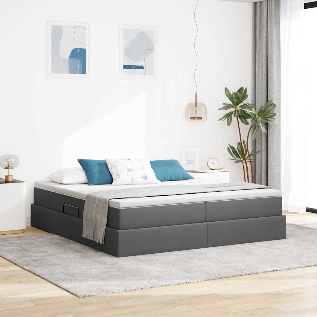 Aufbewahrungsbett mit Matratze Dunkelgrau 200 x 200 cm