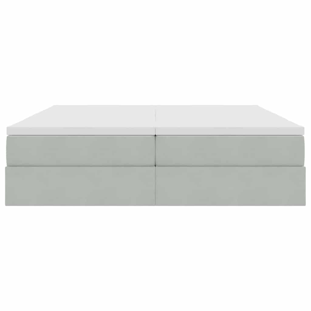 Aufbewahrungsbett mit Matratze Hellgrau 200 x 200 cm Samt