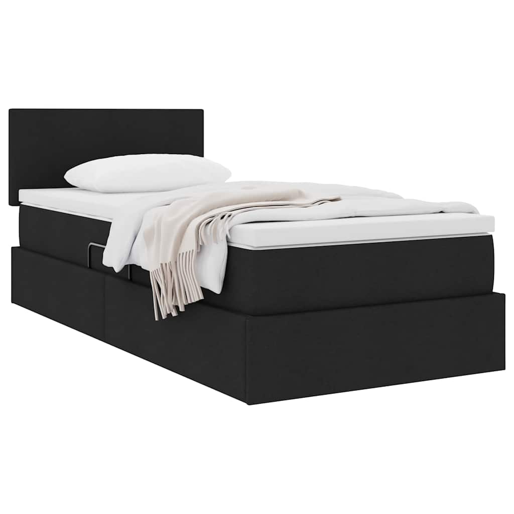 Aufbewahrungsbett mit Matratze Schwarz 90 x 190 cm Samt