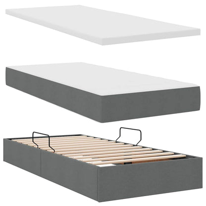 Aufbewahrungsbett mit Matratze Dunkelgrau 90 x 200 cm Samt
