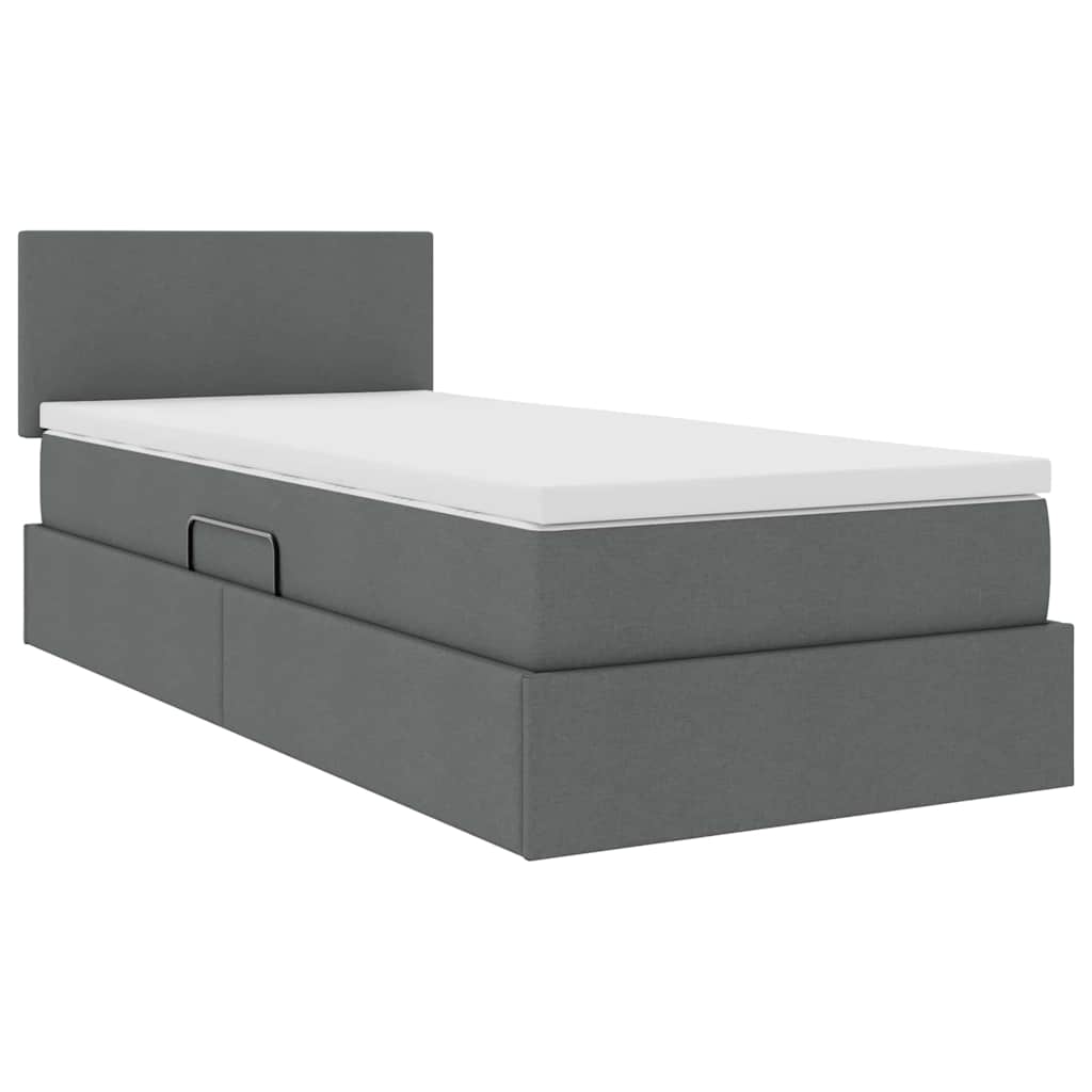 Aufbewahrungsbett mit Matratze Dunkelgrau 100 x 200 cm Samt
