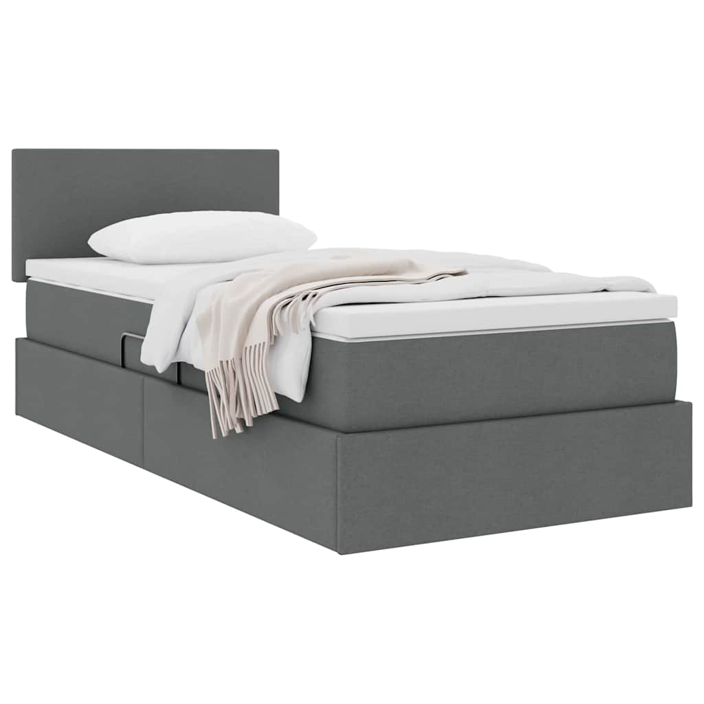 Aufbewahrungsbett mit Matratze Dunkelgrau 100 x 200 cm Samt