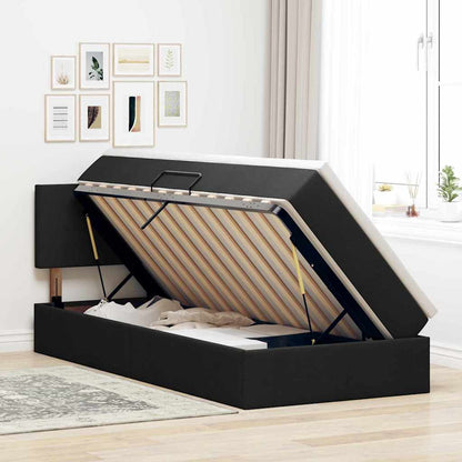 Aufbewahrungsbett mit Matratze Schwarz 100 x 200 cm Samt