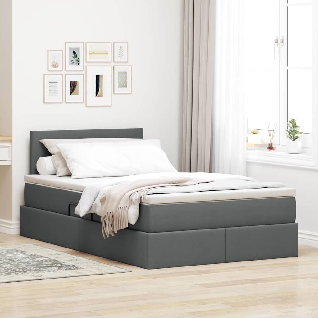 Aufbewahrungsbett mit Matratze Dunkelgrau 120 x 200 cm Samt