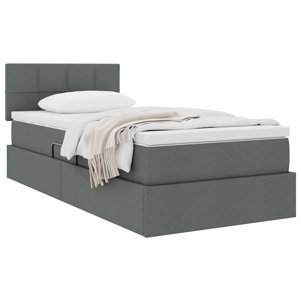 Aufbewahrungsbett mit Matratze Dunkelgrau 90 x 190 cm Samt