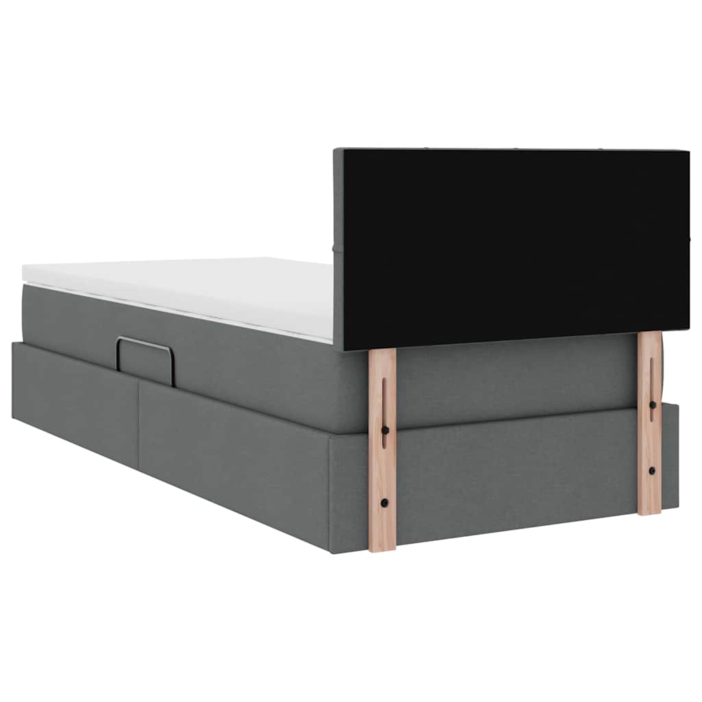 Aufbewahrungsbett mit Matratze Dunkelgrau 100 x 200 cm Samt