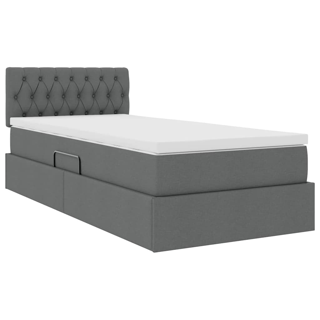 Aufbewahrungsbett mit Matratze Dunkelgrau 100 x 200 cm Samt