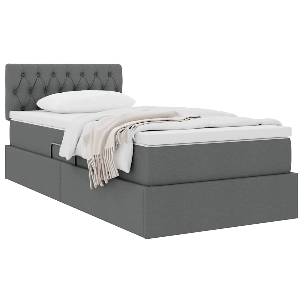 Aufbewahrungsbett mit Matratze Dunkelgrau 100 x 200 cm Samt