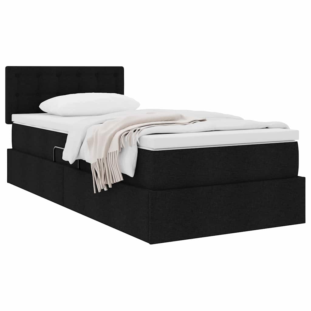 Aufbewahrungsbett mit Matratze Schwarz 90 x 200 cm Samt