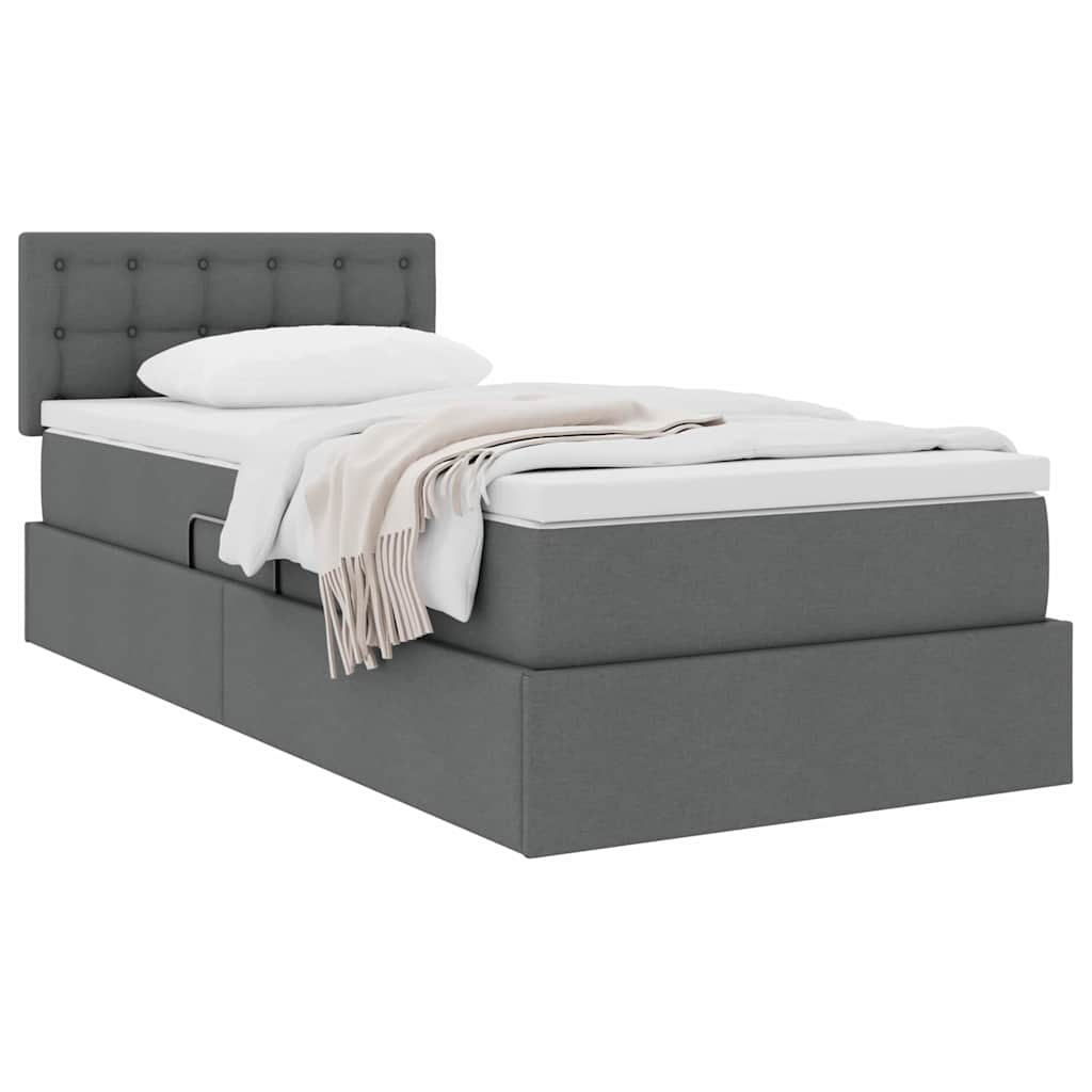 Aufbewahrungsbett mit Matratze Dunkelgrau 100 x 200 cm Samt