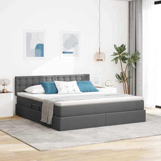 Aufbewahrungsbett mit Matratze Dunkelgrau 180 x 200 cm Samt