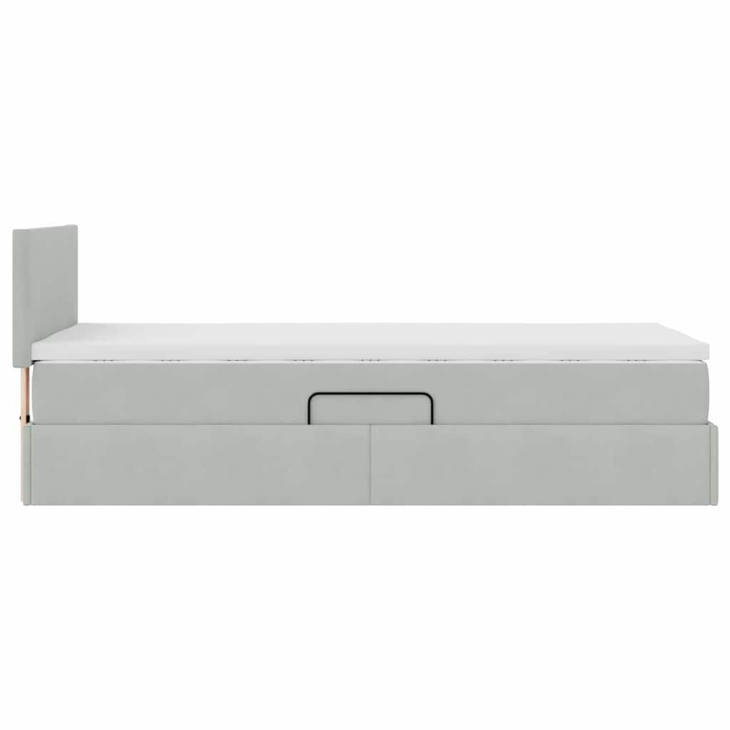 Aufbewahrungsbett mit Matratze Hellgrau 90 x 200 cm Samt