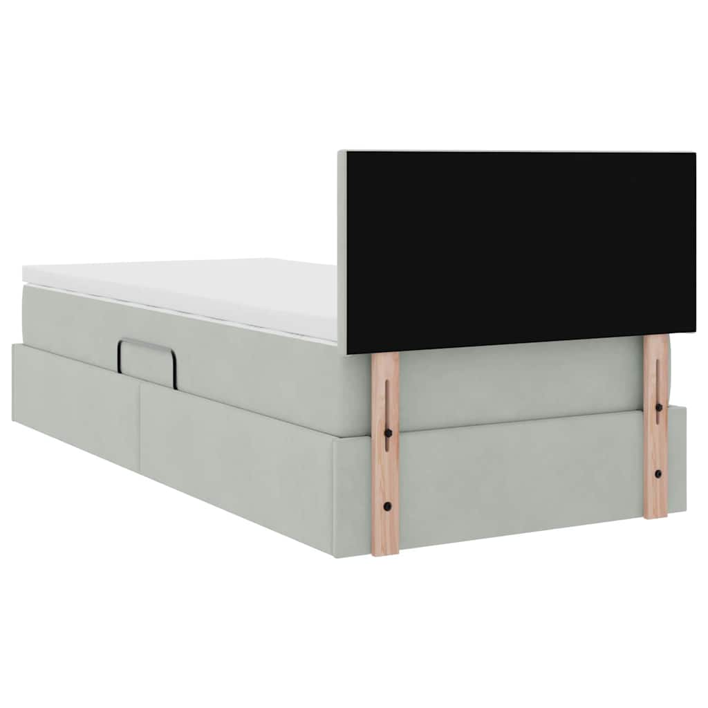 Aufbewahrungsbett mit Matratze Hellgrau 100 x 200 cm Samt
