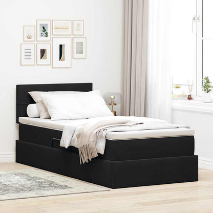 Aufbewahrungsbett mit Matratze Schwarz 90 x 200 cm Samt