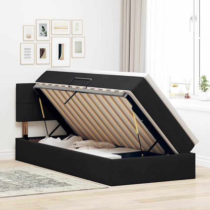 Aufbewahrungsbett mit Matratze Schwarz 90 x 200 cm Samt