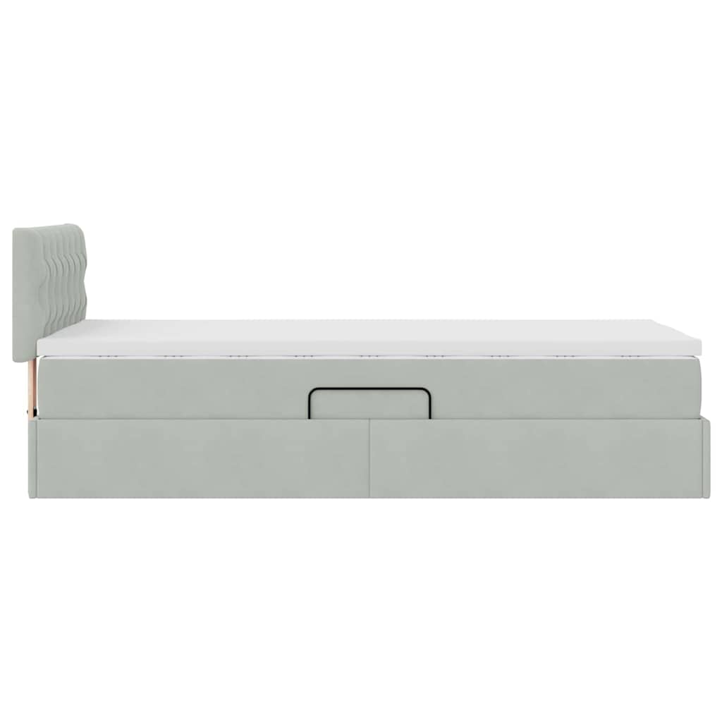 Aufbewahrungsbett mit Kopfteil Hellgrau 100 x 200 cm Samt