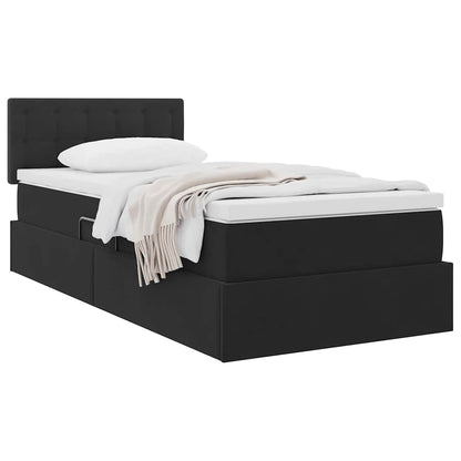 Aufbewahrungsbett mit Matratze Schwarz 90 x 200 cm Samt