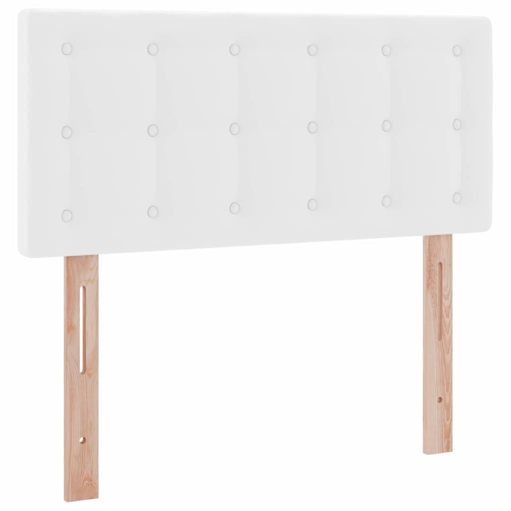 Bett mit LED-Lichtleisten Reinweiß 90 x 200 cm Kunstleder