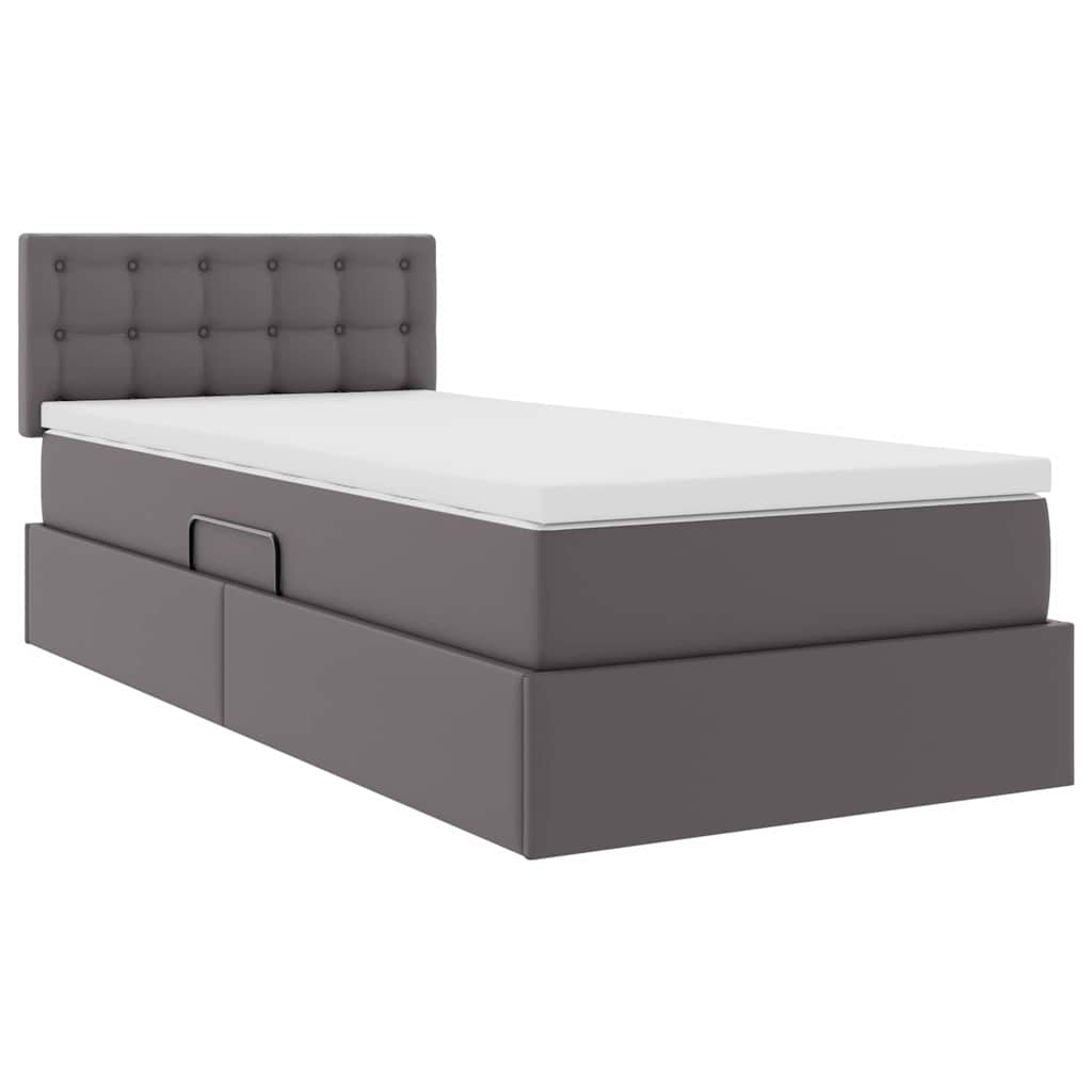 Bett mit LED-Lichtleisten Grau 90 x 200 cm Kunstleder