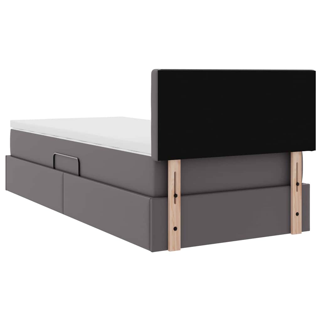 Bett mit LED-Lichtleisten Grau 90 x 200 cm Kunstleder