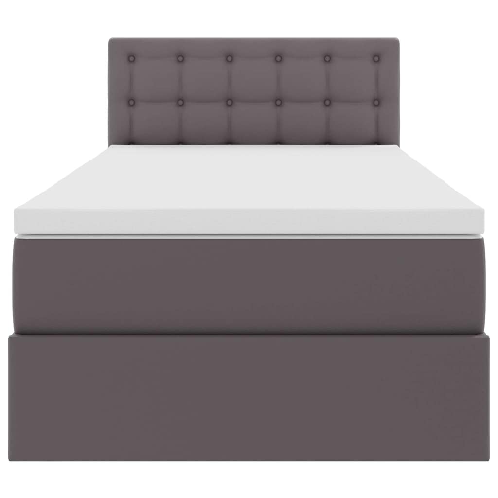 Bett mit LED-Lichtleisten Grau 90 x 200 cm Kunstleder