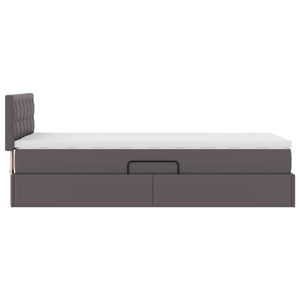 Bett mit LED-Lichtleisten Grau 90 x 200 cm Kunstleder