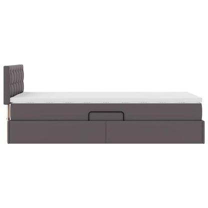 Bett mit LED-Lichtleisten Grau 90 x 200 cm Kunstleder