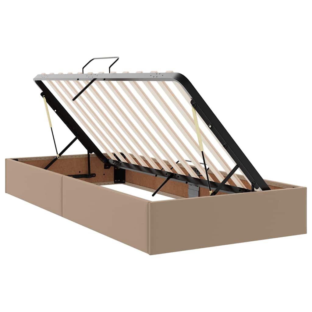 Bett mit Matratze mit LED Cappuccino 90 x 200 cm Kunstleder