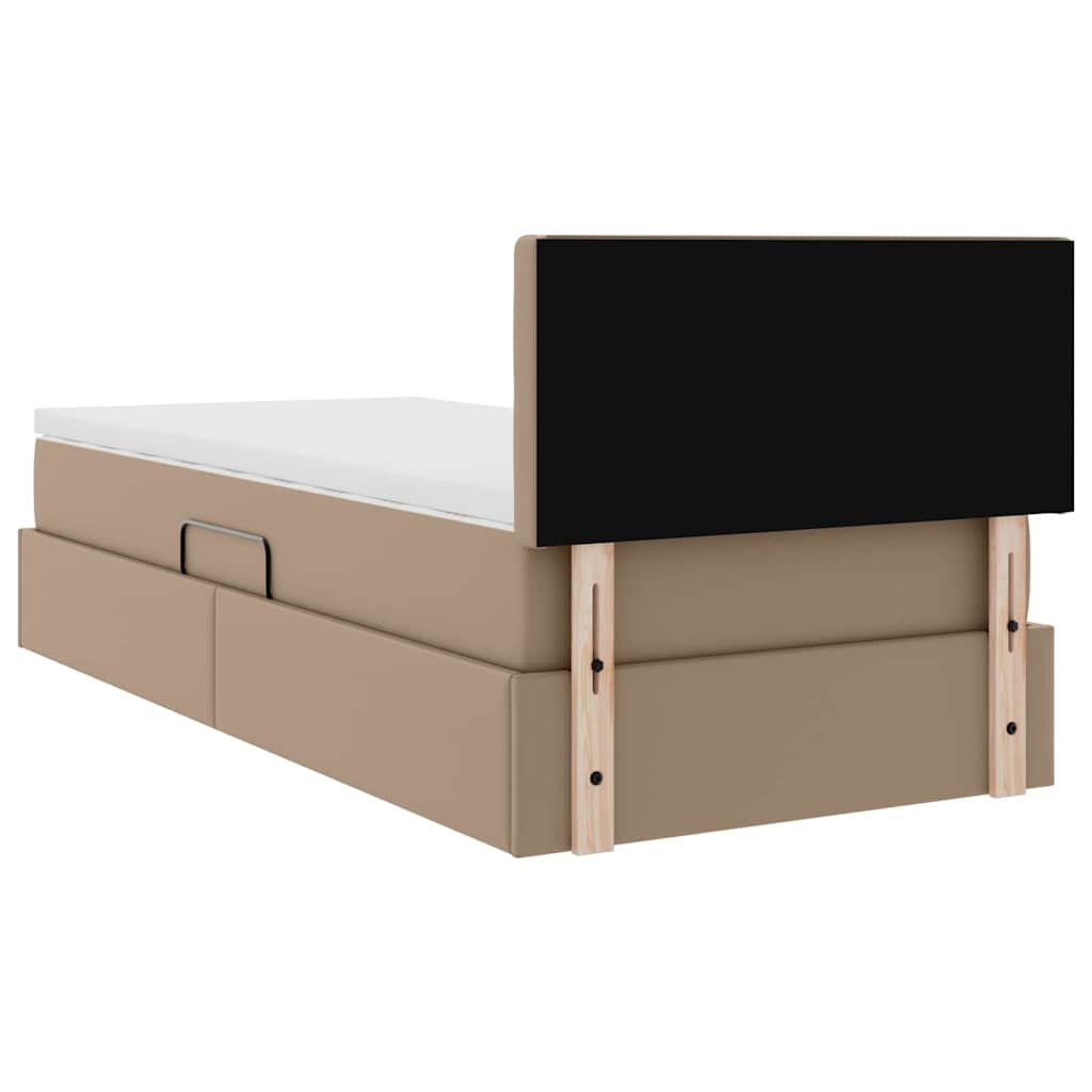 Bett mit Matratze mit LED Cappuccino 90 x 200 cm Kunstleder