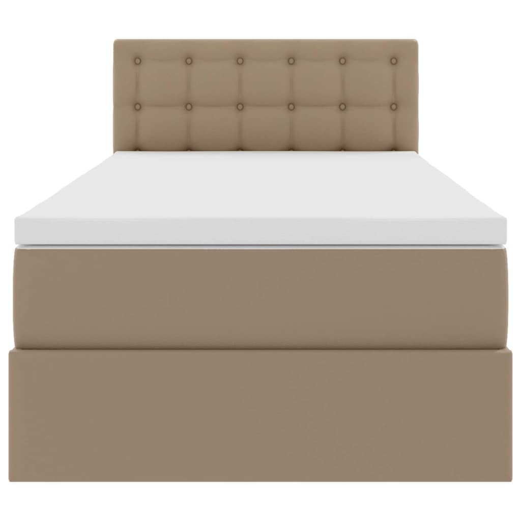 Bett mit Matratze mit LED Cappuccino 90 x 200 cm Kunstleder